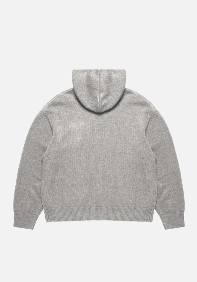 Shop MKI MOHAIR BLEND KNIT HOODY Grey MKI MIYUKI ZOKU Knitwear