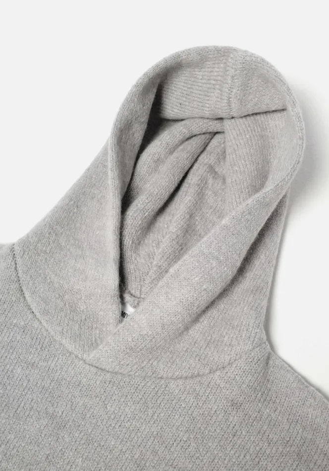 Shop MKI MOHAIR BLEND KNIT HOODY Grey MKI MIYUKI ZOKU Knitwear