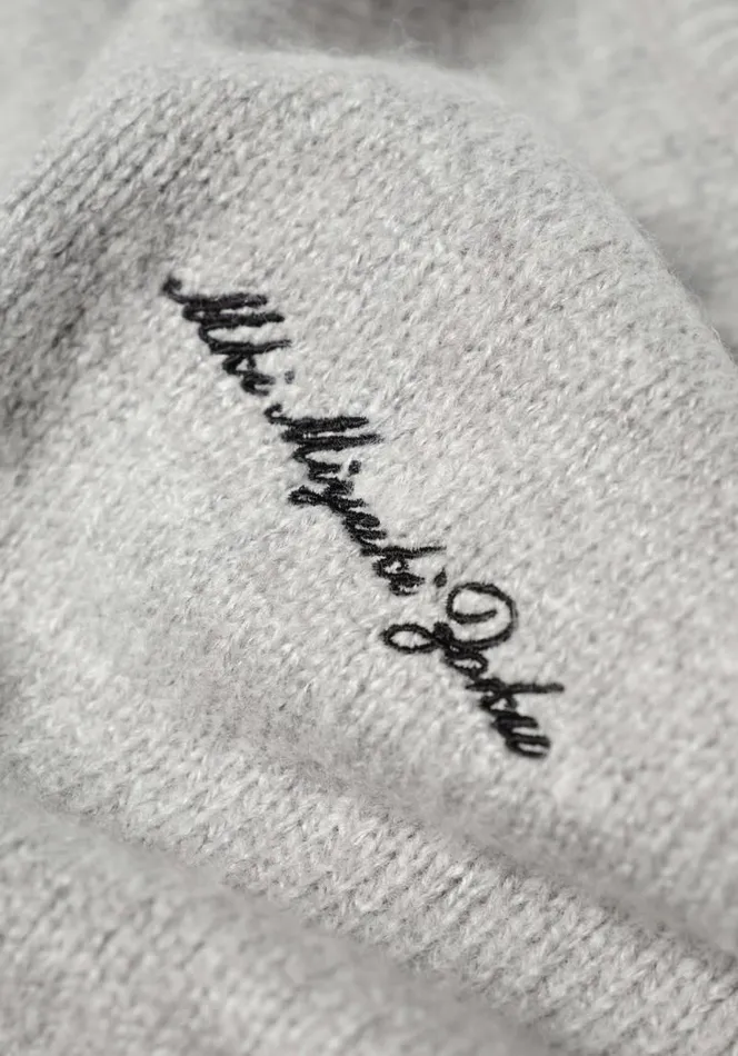 Shop MKI MOHAIR BLEND KNIT HOODY Grey MKI MIYUKI ZOKU Knitwear