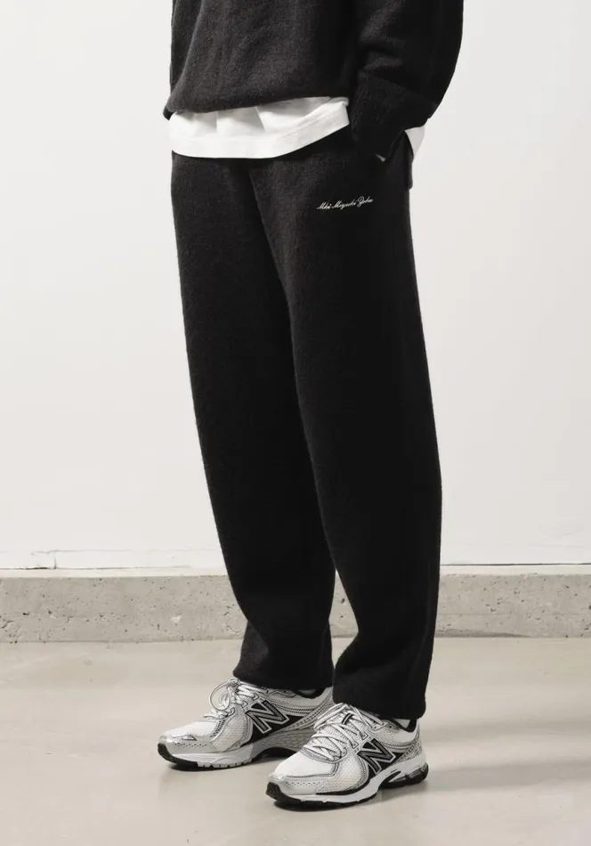 Shop MKI MOHAIR BLEND KNIT TROUSERS Black MKI MIYUKI ZOKU Trousers