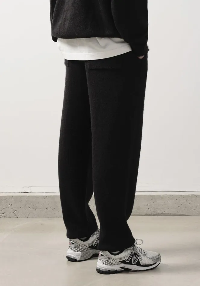 Shop MKI MOHAIR BLEND KNIT TROUSERS Black MKI MIYUKI ZOKU Trousers