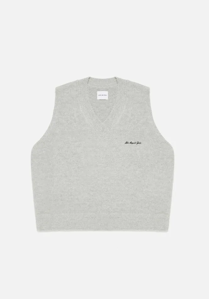 Shop MKI MOHAIR BLEND KNIT VEST Grey MKI MIYUKI ZOKU Knitwear