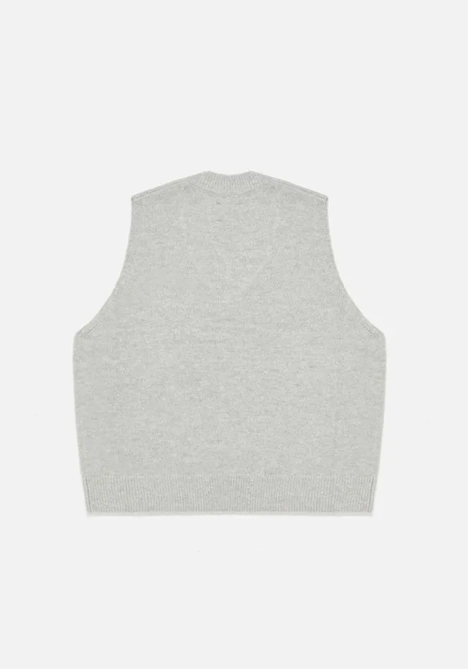 Shop MKI MOHAIR BLEND KNIT VEST Grey MKI MIYUKI ZOKU Knitwear