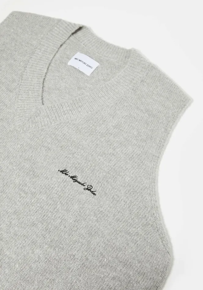 Shop MKI MOHAIR BLEND KNIT VEST Grey MKI MIYUKI ZOKU Knitwear