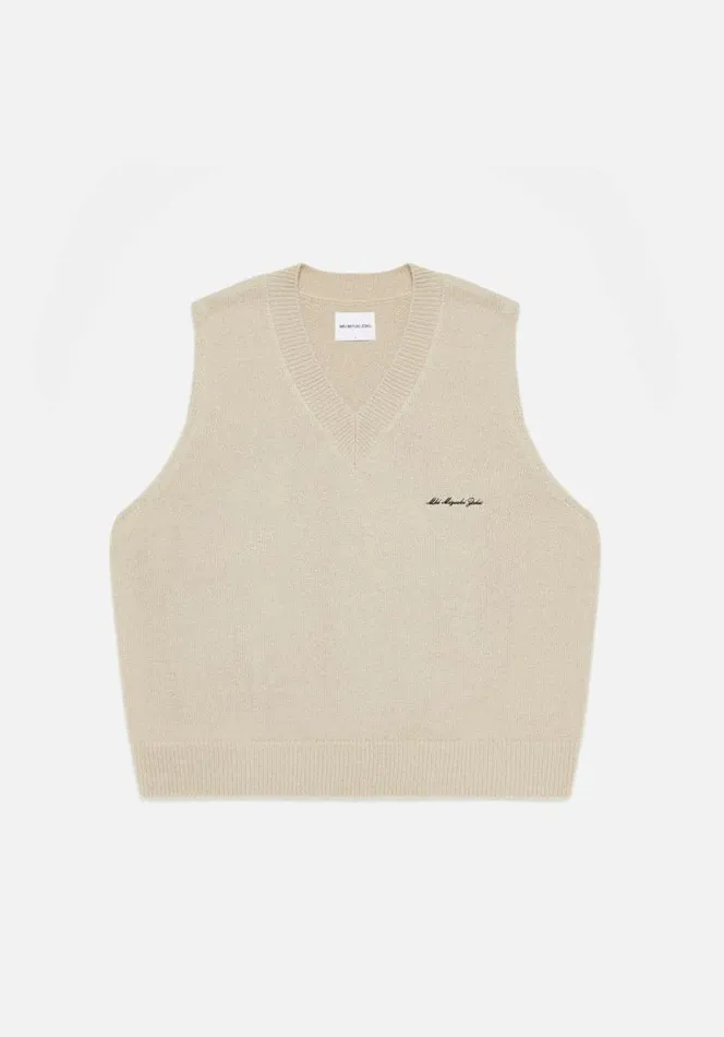 Shop MKI MOHAIR BLEND KNIT VEST Sand MKI MIYUKI ZOKU Knitwear