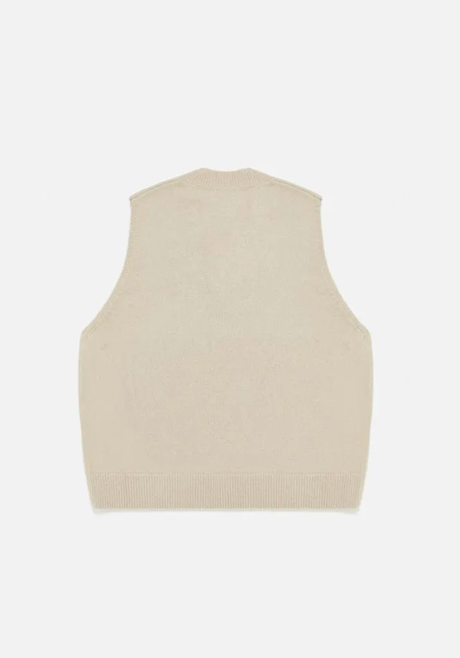 Shop MKI MOHAIR BLEND KNIT VEST Sand MKI MIYUKI ZOKU Knitwear