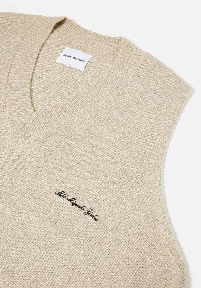 Shop MKI MOHAIR BLEND KNIT VEST Sand MKI MIYUKI ZOKU Knitwear