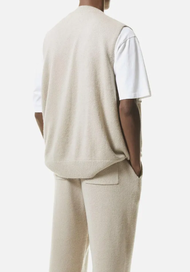 Shop MKI MOHAIR BLEND KNIT VEST Sand MKI MIYUKI ZOKU Knitwear