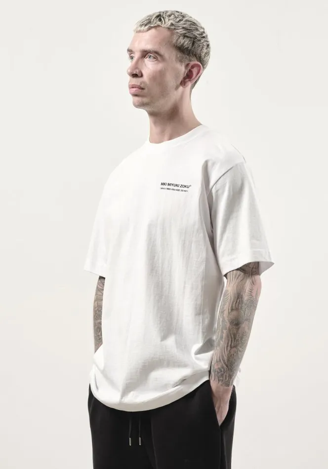 Shop MKI PHONETIC TSHIRT White MKI MIYUKI ZOKU TShirts