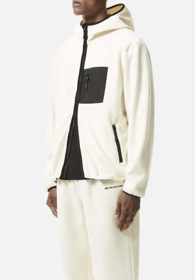 Shop MKI POLAR FLEECE HOODED JACKET Off White MKI MIYUKI ZOKU Outerwear