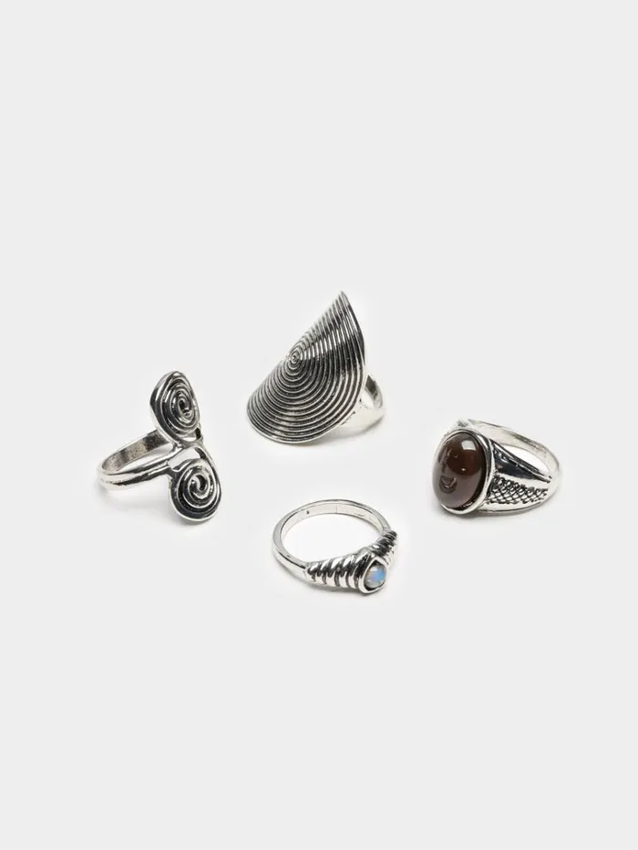 Shop Pacifica Silver Ring Set 4 PC Minga London Accessories