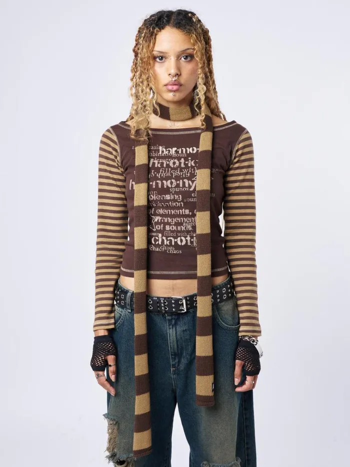 Shop Rori Stripes Brown Honey Scarf Minga London Accessories