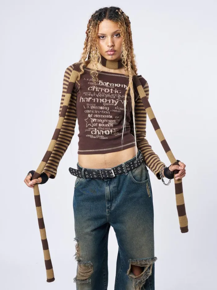 Shop Rori Stripes Brown Honey Scarf Minga London Accessories