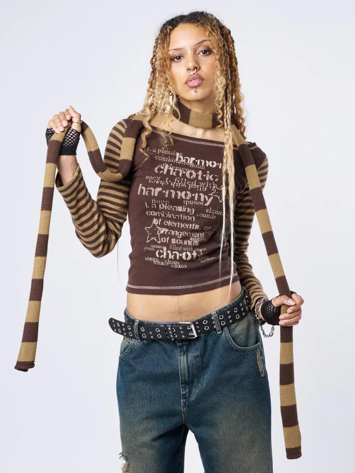 Shop Rori Stripes Brown Honey Scarf Minga London Accessories