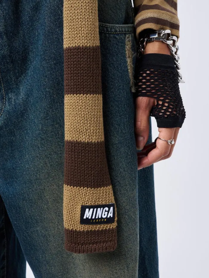 Shop Rori Stripes Brown Honey Scarf Minga London Accessories