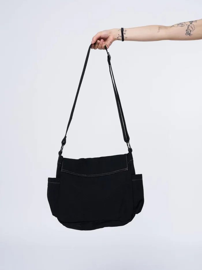 Shop Super Star Black Canvas Messenger Bag Minga London Accessories