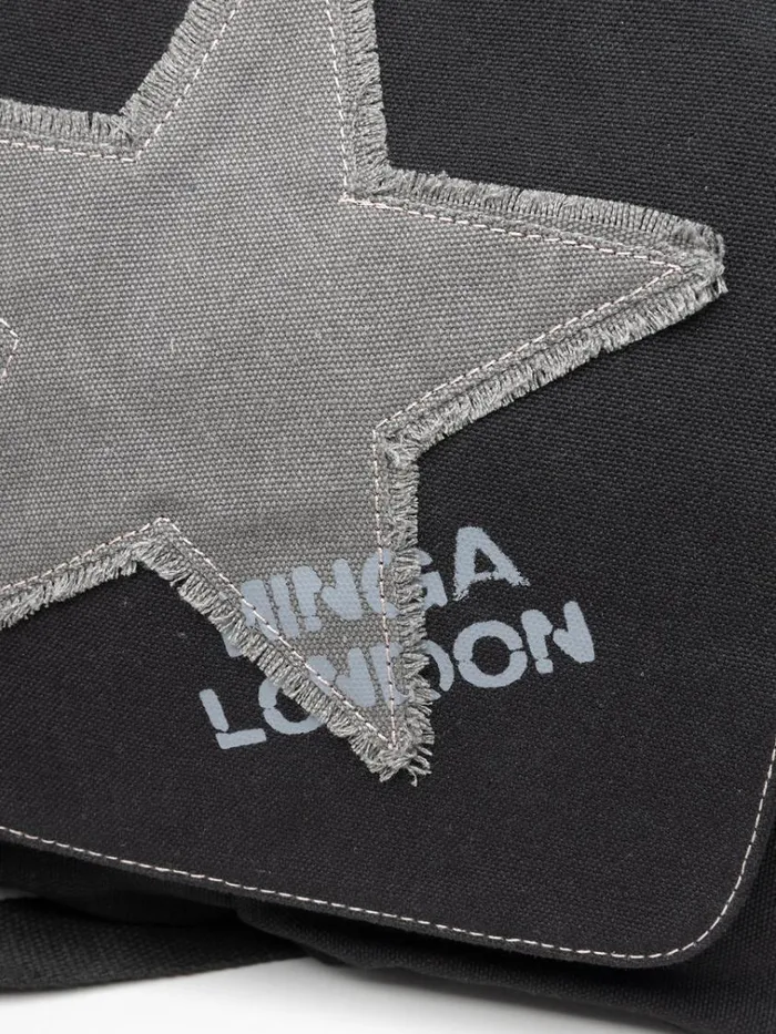 Shop Super Star Black Canvas Messenger Bag Minga London Accessories