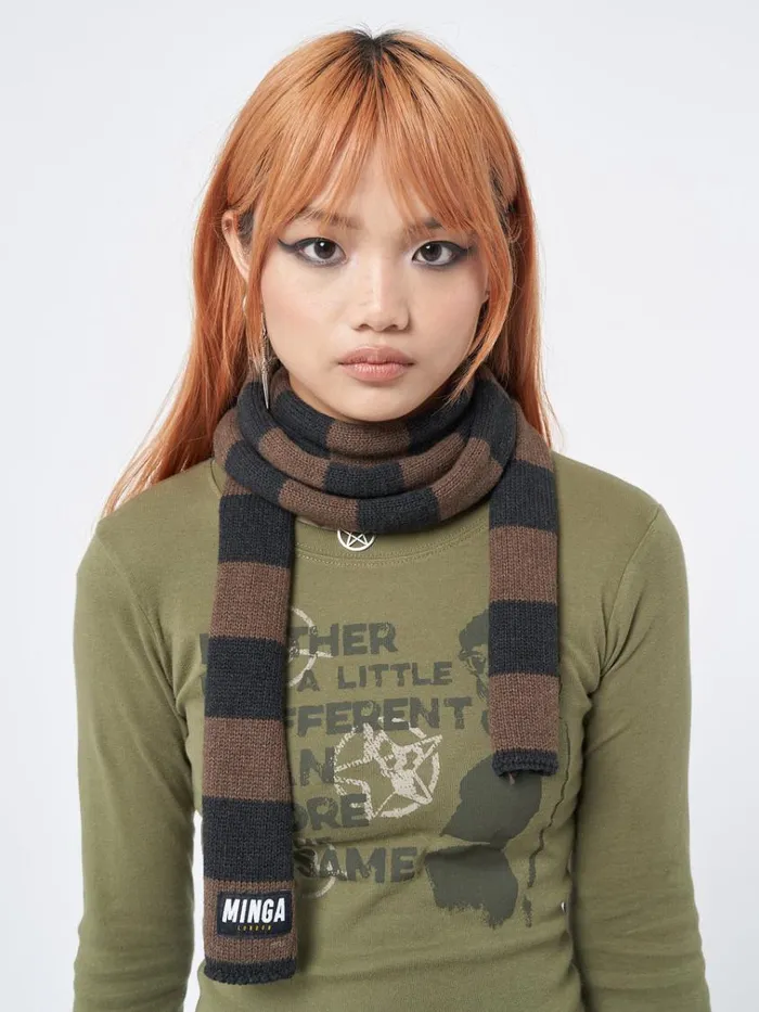 Shop Umber Stripes Knitted Scarf Minga London Accessories