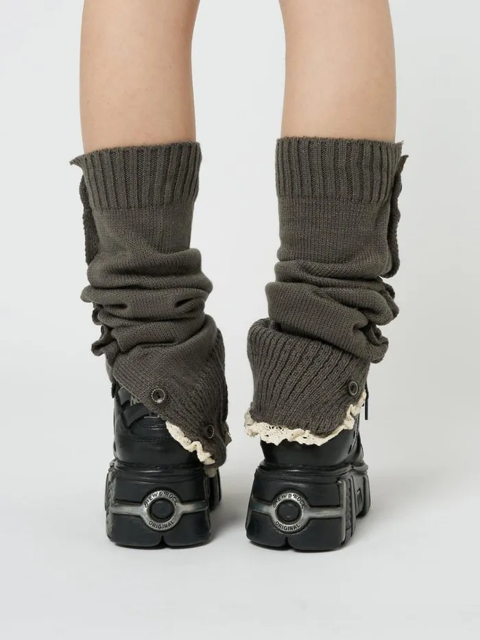 Shop Zeva Grey Buttoned Leg Warmers Minga London Accessories