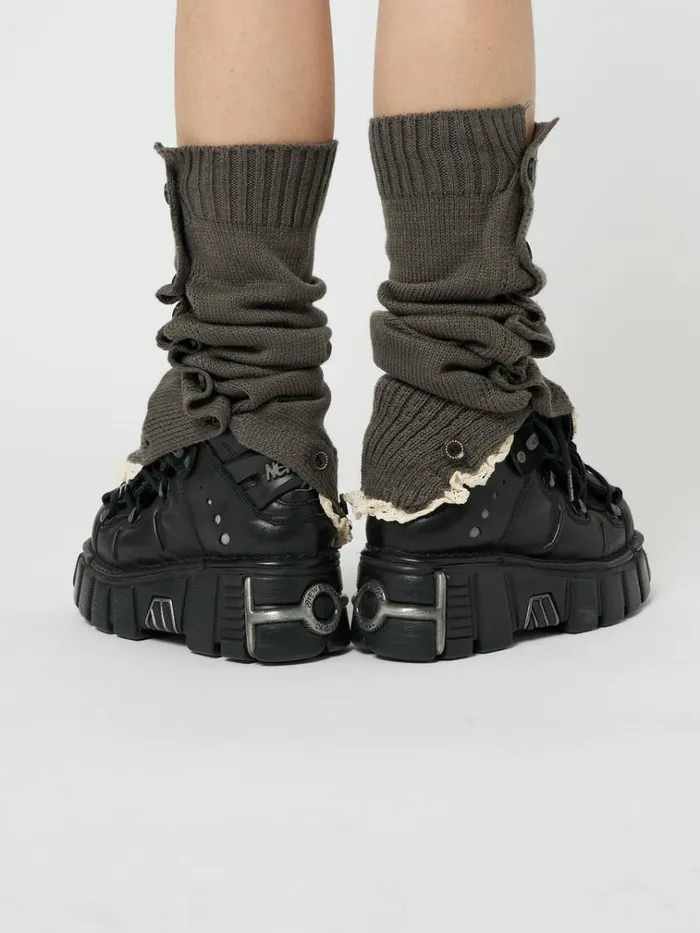 Shop Zeva Grey Buttoned Leg Warmers Minga London Accessories