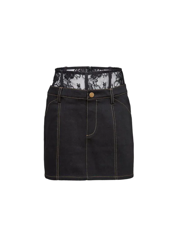 Shorts and Skirts Clothing Fleur Du Mal Lace Waistband Skirt Black