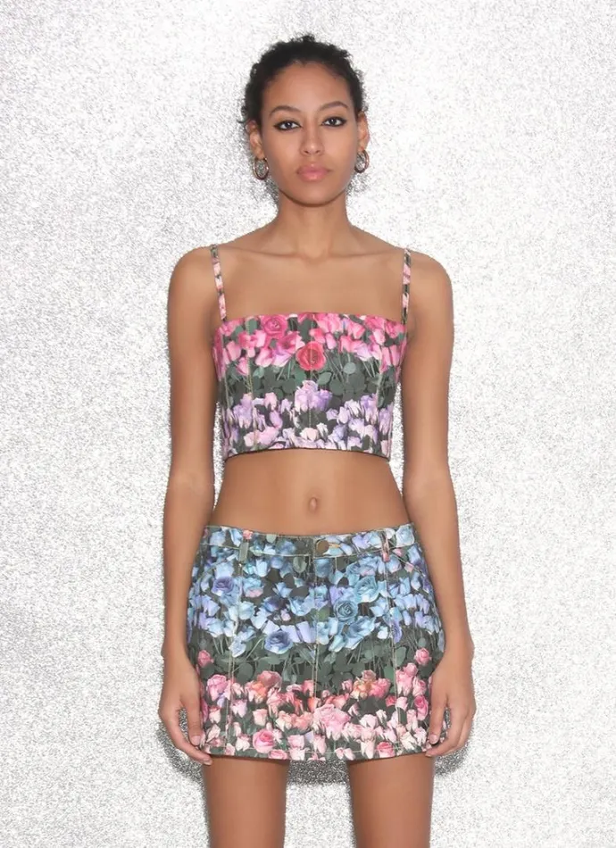 Shorts and Skirts Clothing Fleur Du Mal Rose Stripe Denim Mini Skirt Rose Stripe Shorts and Skirts Clothing Fleur Du Mal Rose Stripe Denim Mini Skirt Rose Stripe