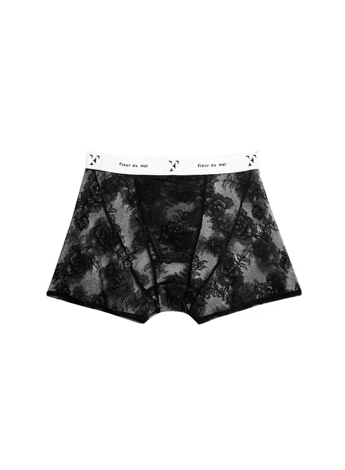 Shorts and Skirts PleasureLingerieClothing Fleur Du Mal Men039s Bouquet Lace Boxer Brief Black