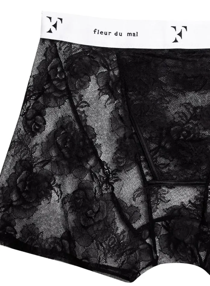 Shorts and Skirts PleasureLingerieClothing Fleur Du Mal Men039s Bouquet Lace Boxer Brief Black
