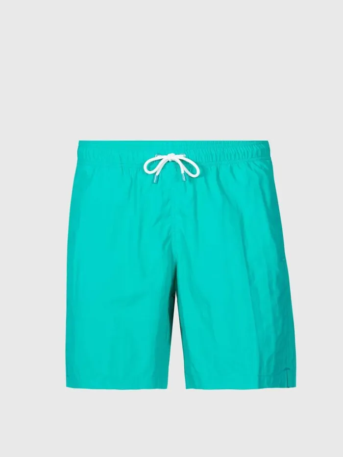 Shorts and Swim Trunks Mens Paul Stuart Nylon Solid Color Swim Trunk Green
