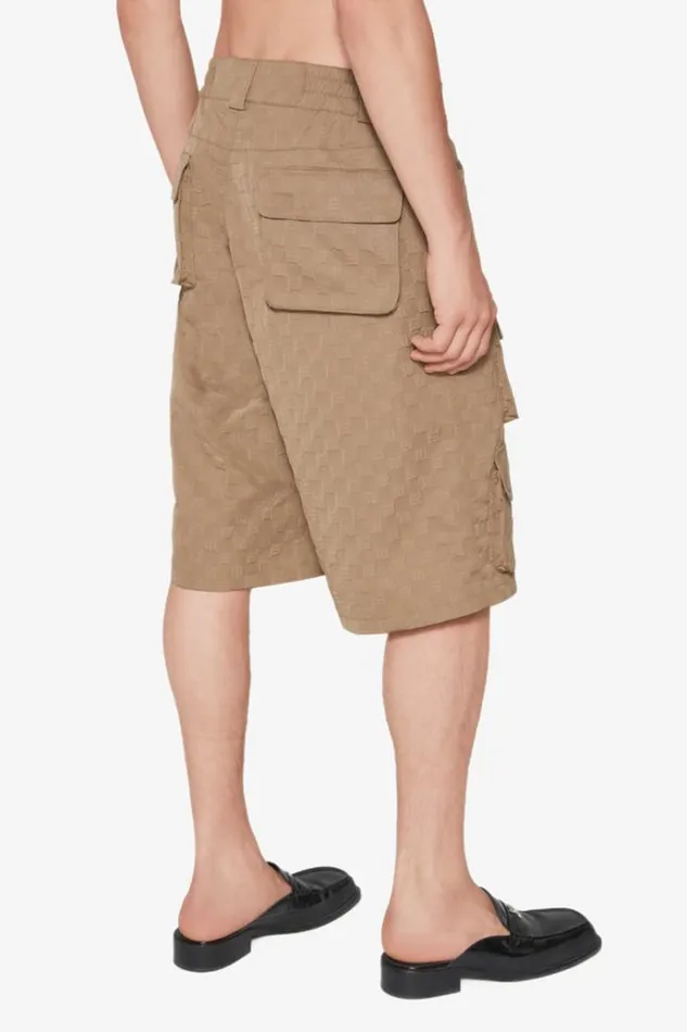 Shorts Men MISBHV Jordan Barrett 3D Embossed Oversize Monogram Cargo Shorts Olive