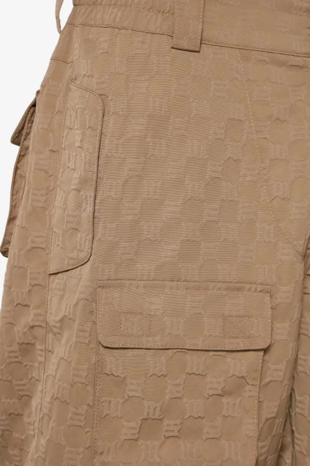 Shorts Men MISBHV Jordan Barrett 3D Embossed Oversize Monogram Cargo Shorts Olive