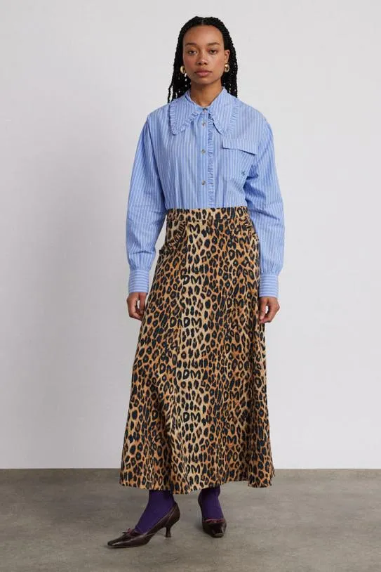 Skirts Women Damson Madder Hyan Midi Skirt 8211 Leopard