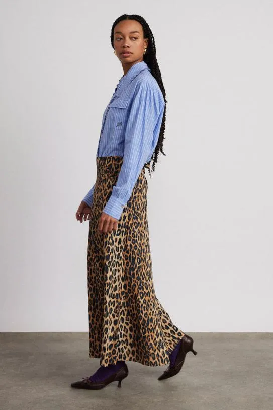 Skirts Women Damson Madder Hyan Midi Skirt 8211 Leopard