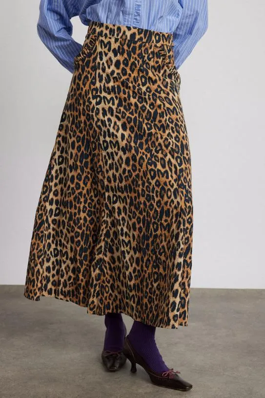 Skirts Women Damson Madder Hyan Midi Skirt 8211 Leopard