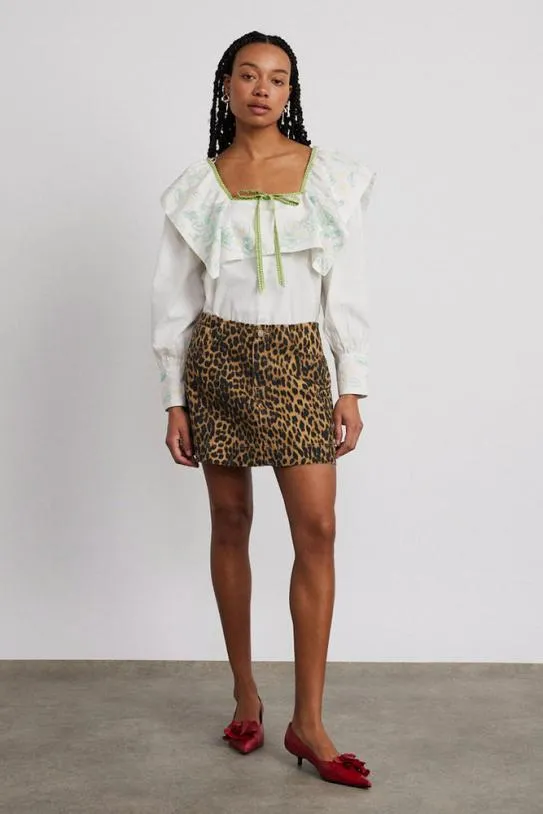 Skirts Women Damson Madder Lily Denim Mini Skirt Leopard