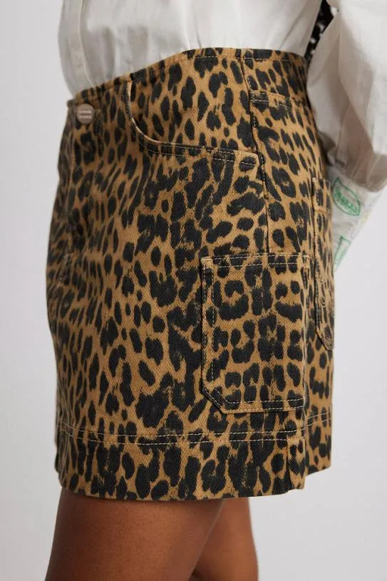 Skirts Women Damson Madder Lily Denim Mini Skirt Leopard