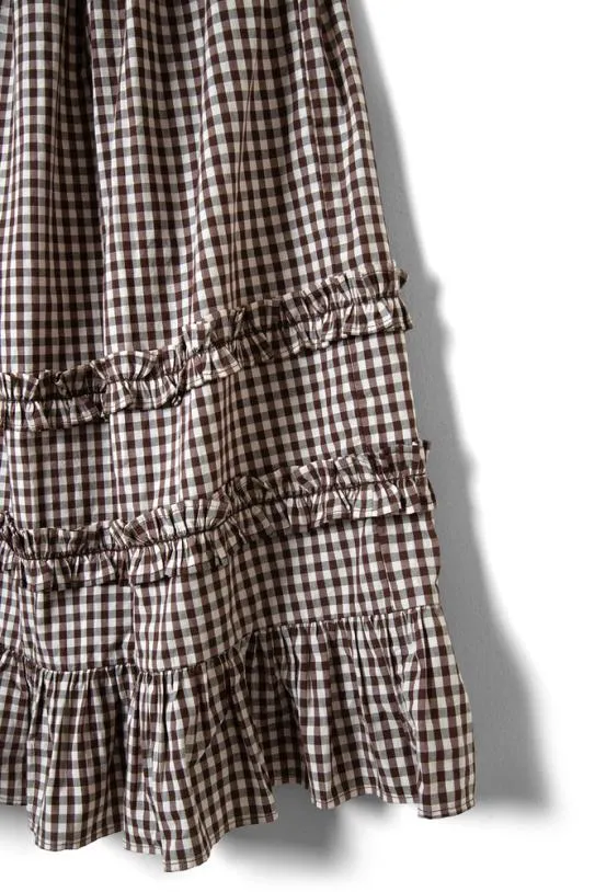 Skirts Women Damson Madder Rina Ruffle Skirt 8211 Chocolate Check