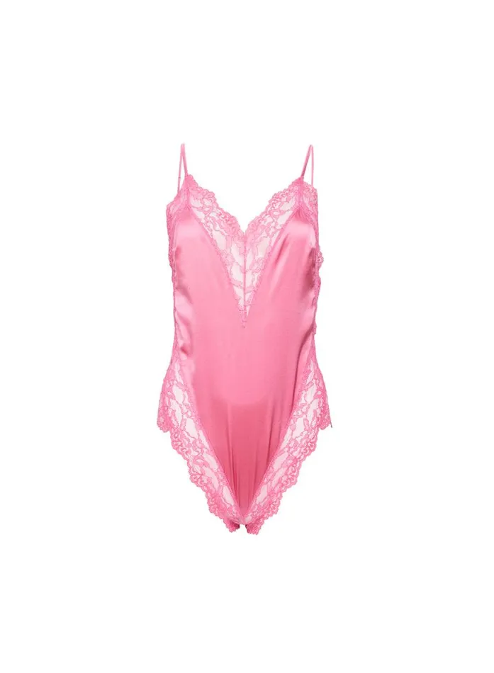 Sleepwear Lingerie Fleur Du Mal Venus Lace Teddy Pink Cadillac
