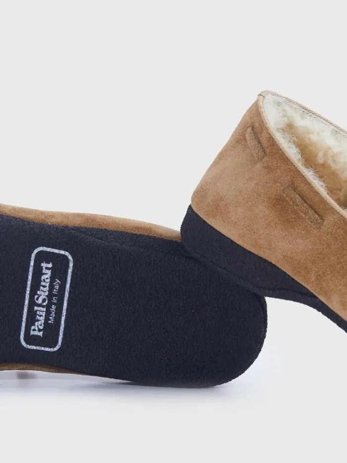 SlipsOns Mens Paul Stuart Haile Shearling SlipOn Cognac