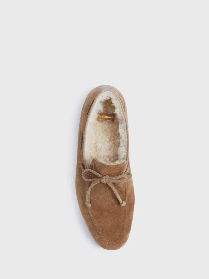 SlipsOns Mens Paul Stuart Haile Shearling SlipOn Cognac