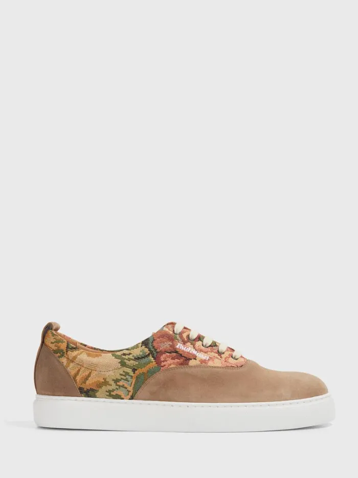 Sneakers Mens Paul Stuart Skate Suede And Textile Sneaker Cognac