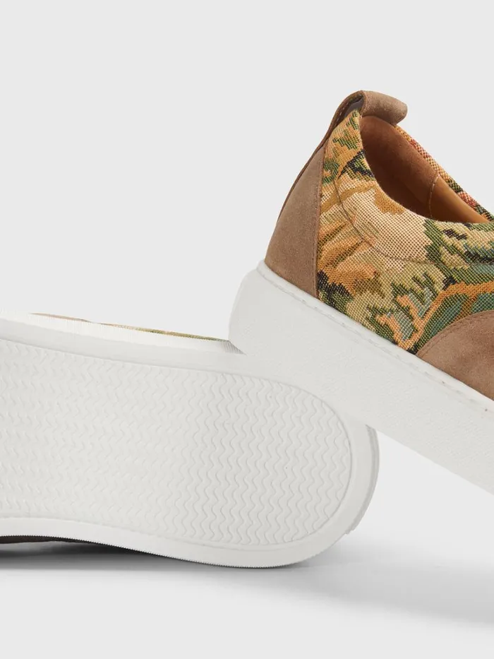 Sneakers Mens Paul Stuart Skate Suede And Textile Sneaker Cognac