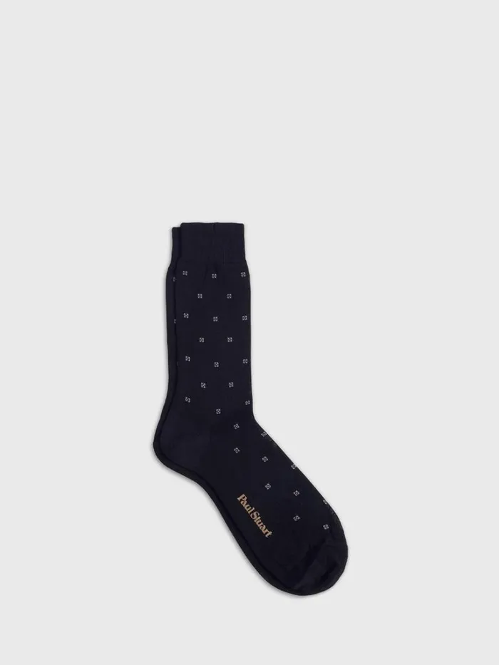 Socks Mens Paul Stuart Cotton Deco Motif Sock Black