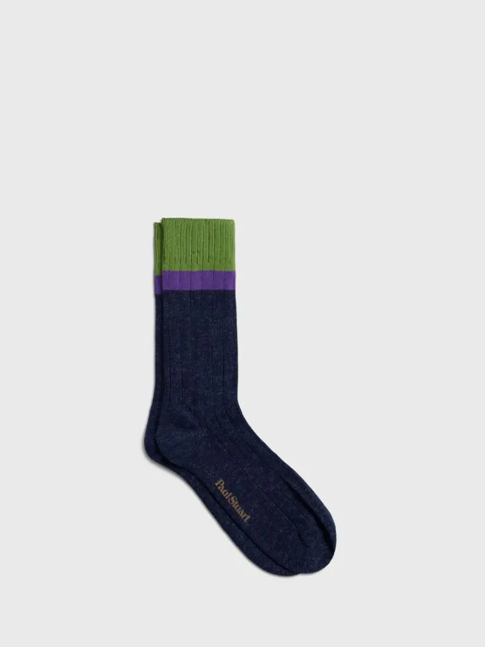 Socks Mens Paul Stuart Cotton Denim Melange Sport Sock Berry
