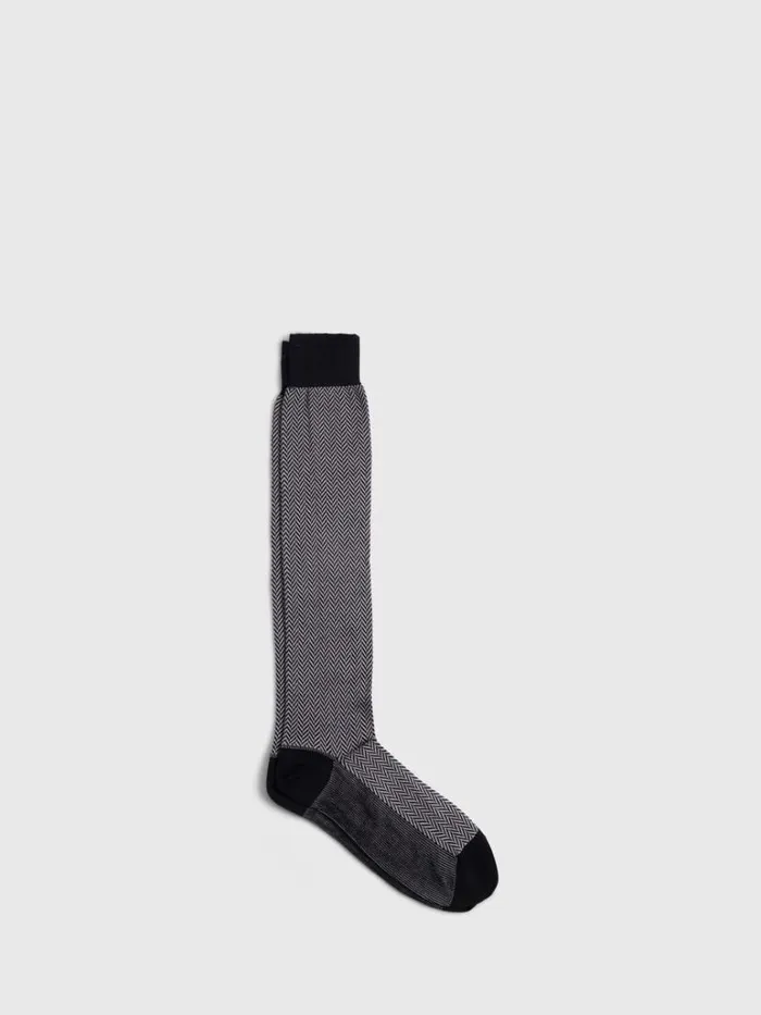 Socks Mens Paul Stuart Cotton Herringbone Sock Black