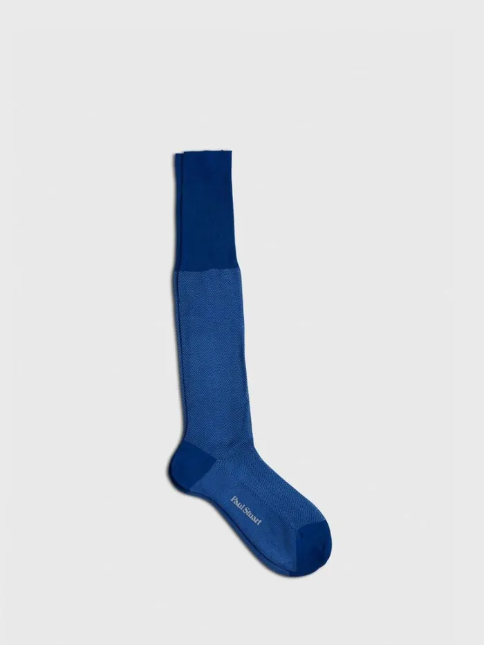 Socks Mens Paul Stuart Cotton Herringbone Sock Dark Blue