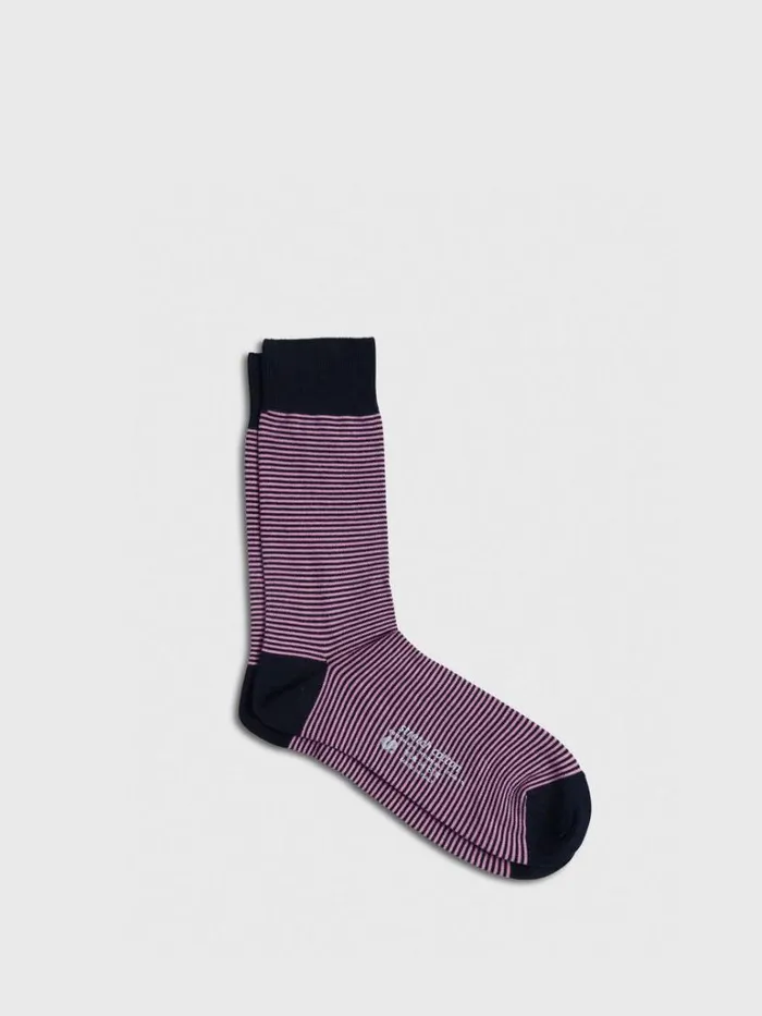 Socks Mens Paul Stuart Cotton Horizontal Stripe Sock Navyblue