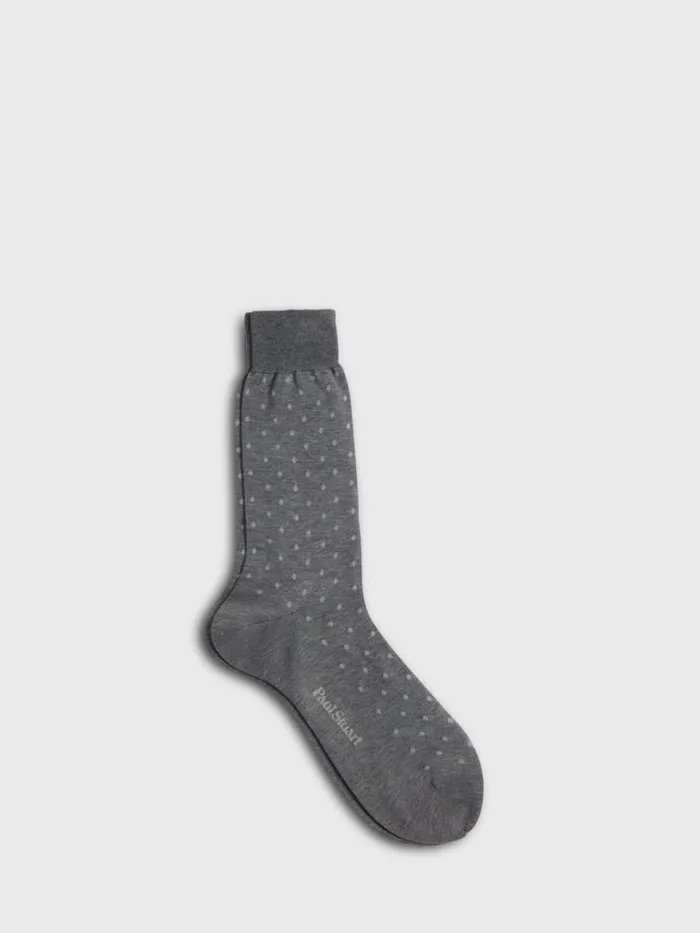 Socks Mens Paul Stuart Cotton Large Dot Sock Grey