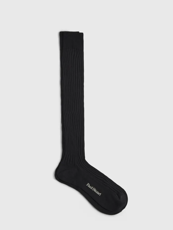 Socks Mens Paul Stuart Cotton Ribbed Sock Black