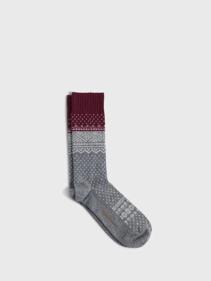 Socks Mens Paul Stuart Fair Isle Sock Light Grey